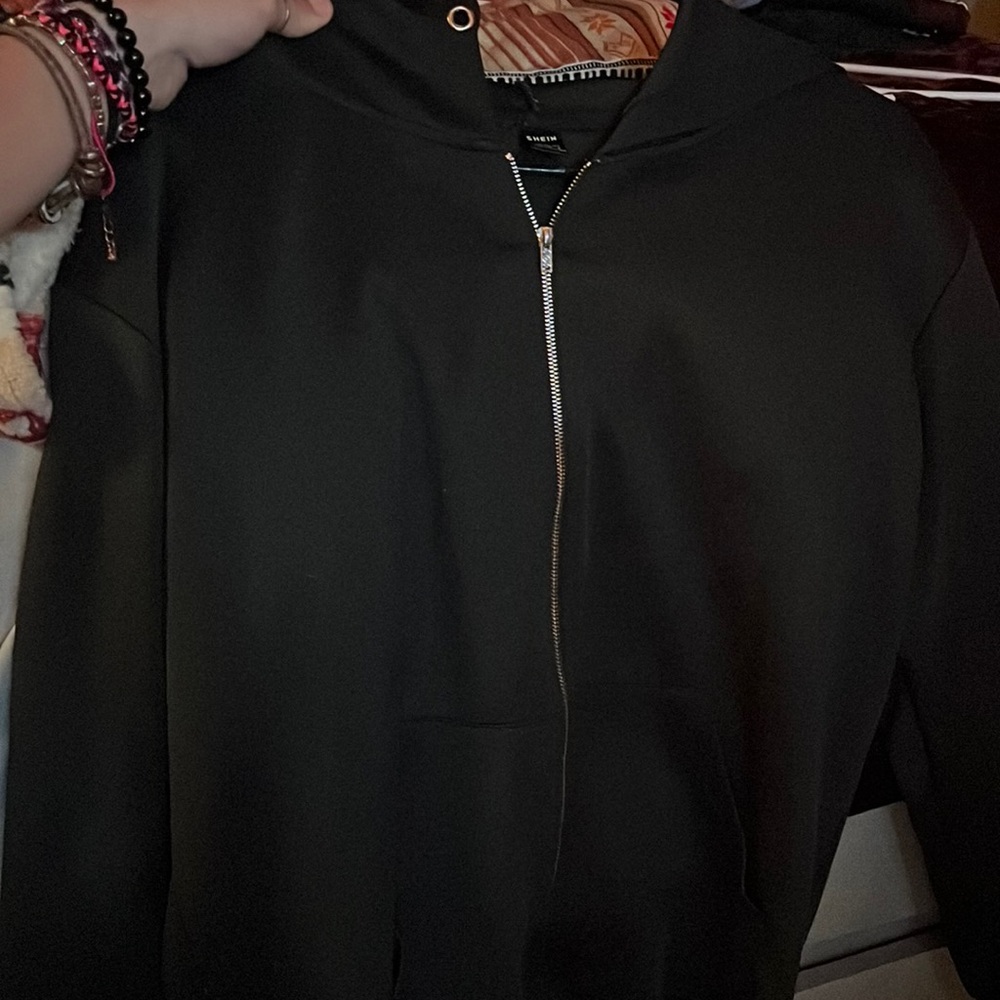 black zip up medium shein